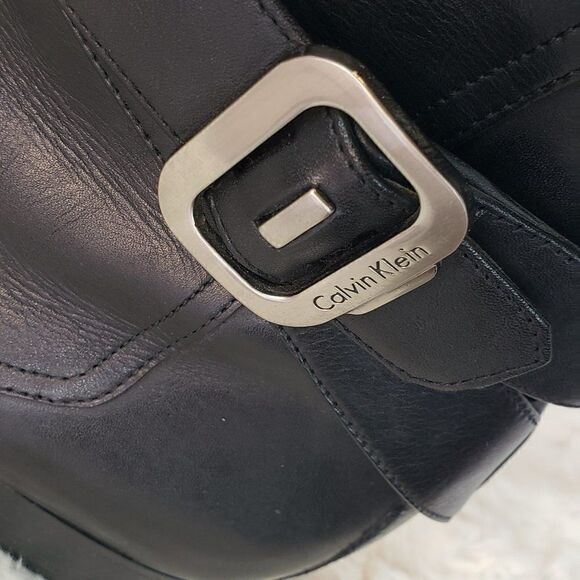 Calvin Klein Dayton Black Leather Ankle Boots Size 11 - Picture 5 of 10